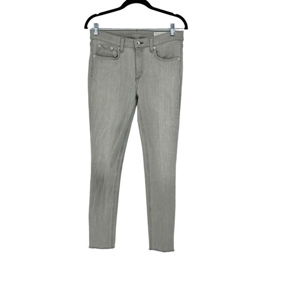 Rag & Bone Size 29 Gray Cotton/Polyurethane Ankle Skinny Jeans w Raw Hem - Picture 1 of 11